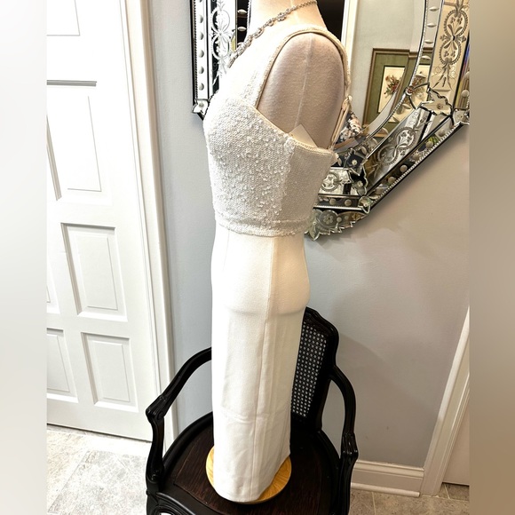 NWT Gorgeous White Dazzling Sequin Top Slimming Tight fitted Classic Dress - Picture 8 of 11